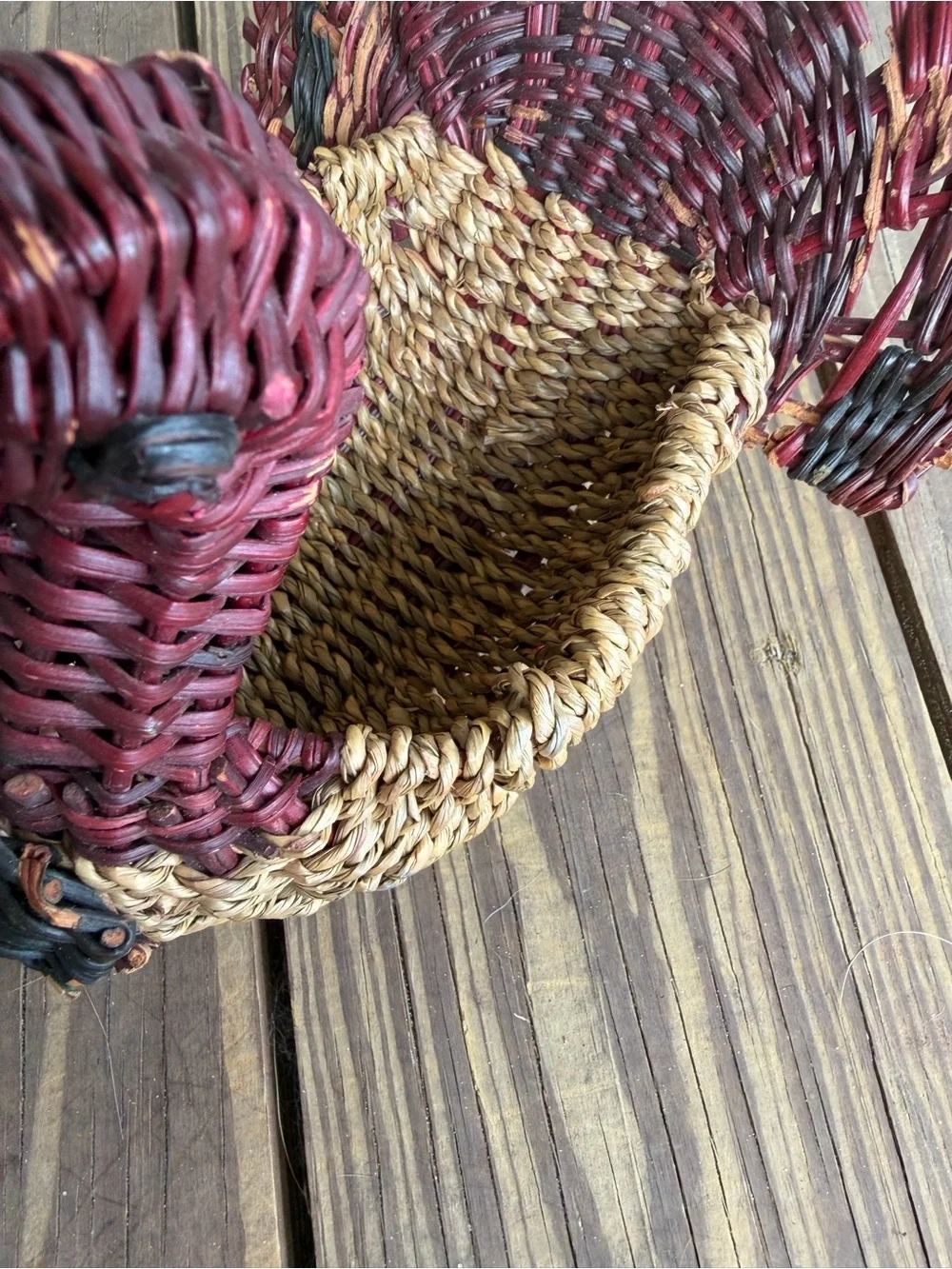 Set of 2 Vintage Wicker Rattan Turkey Baskets - Rustic Farmhouse Decor